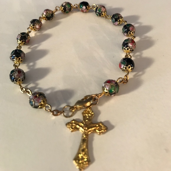 Vintage Jewelry - Vintage Cloisonné rosary bracelet